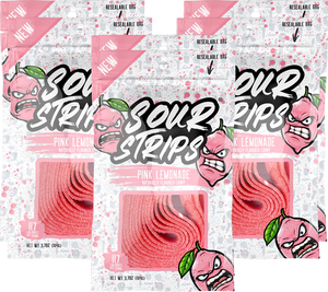 Sour Strips - Pink Lemonade 3.7oz Bag - Sweets and Geeks