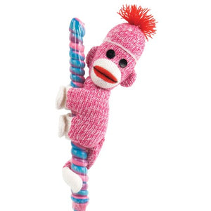 Sock Monkey Pink Hitcher Lollipop - Sweets and Geeks