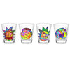 COLORFUL FACES 4PC SHOT GLASS SETS CLEAR GLASS - Sweets and Geeks