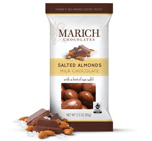 Marich Milk Chocolate Pouches- Sea Salted Almonds 2.3oz Pouch - Sweets and Geeks