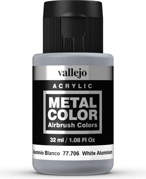 Vellejo - Metal Color Airbrush Acrylic Paint (32ml) - White Aluminum (77.706) - Sweets and Geeks