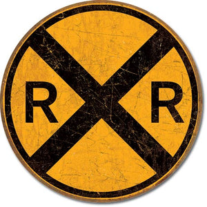 Railroad Crossing Metal Tin Sign - Sweets and Geeks