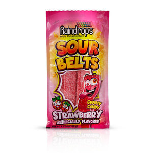 Copy of Raindrops Strawberry Sour Belts Peg Bag 3.5oz - Sweets and Geeks