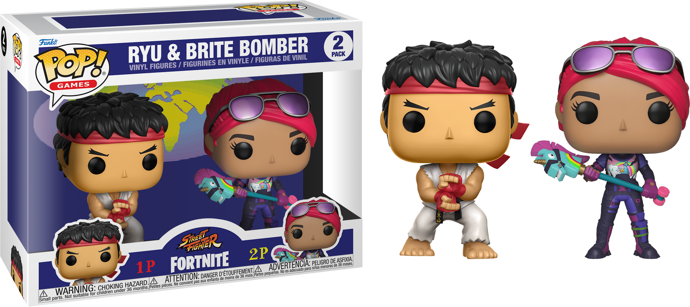 Funko Pop! Games Street Fighter Fortnite Figuras de Vinilo Ryu & Brite  Bomber Edición Especial - Juguettos