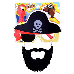 Pirate Captain Sunglasses with Beard Sun-Staches - Sweets and Geeks