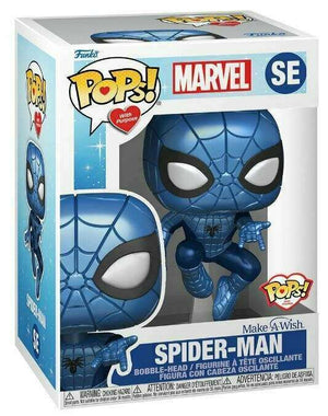 Funko Pop! Marvel - Spider-Man (Make-A-Wish) (Blue Metallic) - Sweets and Geeks