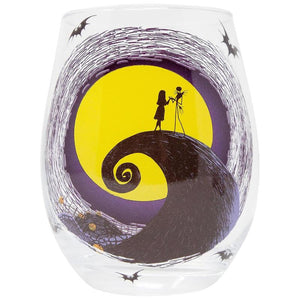 Nightmare Before Christmas Jack & Sally Moon Scene 20oz Stemless Glass - Sweets and Geeks