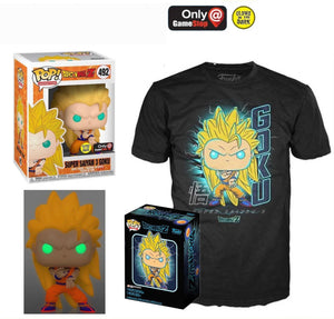 Funko Pop Super Saiyan 3 Goku (Glow in the Dark) Pop and Shirt Pack (Size M) - Sweets and Geeks