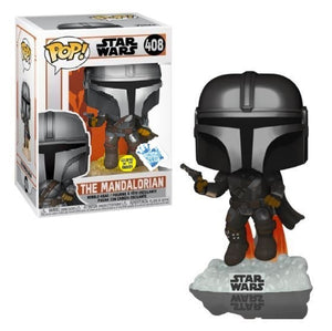 Funko Pop! Star Wars - The Mandalorian (Flying) (Glow in the Dark) (Funko Insider Club Exclusive) #408 - Sweets and Geeks