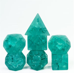 Green Burst Lightning Glass Dice Set - Sweets and Geeks