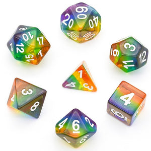 Transparent Rainbow Resin Dice - Sweets and Geeks