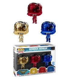 Funko Pop! Wonder Women -  Wonder Woman (Gauntlets) (Chrome 3-Pack) - Sweets and Geeks