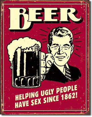 Beer Ugly People Vintage Metal Tin Sign - Sweets and Geeks