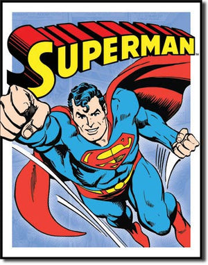 Superman Retro Panel Metal Tin Sign - Sweets and Geeks