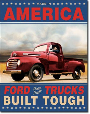 Ford Trucks Built Tough Vintage Tin Sign - Sweets and Geeks