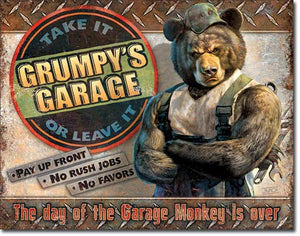 Grumpy's Garage Vintage Metal Tin Sign - Sweets and Geeks