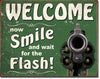 Smile for the Flash Vintage Metal Tin Sign - Sweets and Geeks