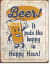 BEER! Happy Hour Vintage Metal Tin Sign - Sweets and Geeks