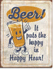 BEER! Happy Hour Vintage Metal Tin Sign - Sweets and Geeks