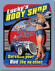 Lucky's Body Shop Vintage Metal Tin Sign - Sweets and Geeks