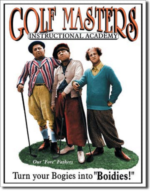 The Three Stooges Golf Masters Vintage Metal Tin Sign - Sweets and Geeks