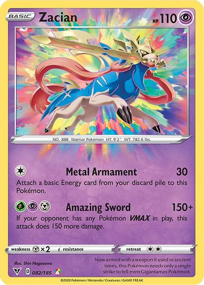 Zacian (Amazing Rare) - SWSH04: Vivid Voltage - Card # 082/185