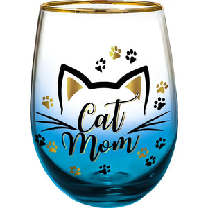 Cat Mom Stemless Glass 20oz - Sweets and Geeks