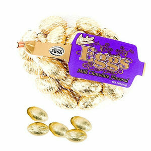 Chocolate Eggs Gold Foil Wrapped 4oz - Sweets and Geeks