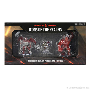 Dungeons & Dragons Fantasy Miniatures: Icons of the Realms Archdevils - Hutijin, Moloch, Titivilus - Sweets and Geeks