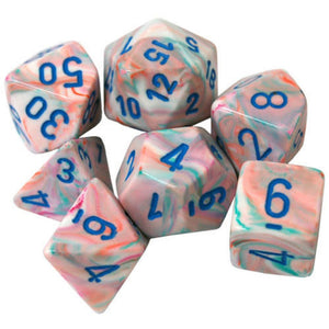Chessex Festive Mini Polyhedral 7 Die Set Pop Art/Blue - Sweets and Geeks