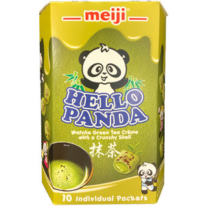 MEIJI Giant Hello Panda Cookies Filled with Matcha Green Tea 10 Bags 258g - Sweets and Geeks