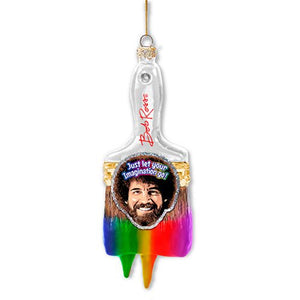 Bob Ross 4 3/4-Inch Glass Brush Ornament - Sweets and Geeks