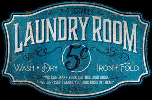 Laundry Room - Embossed ALUMINUM Die Cut 7.5" x 11.25" - Sweets and Geeks