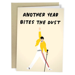 Another Year Bites The Dust Greeting Card - Sweets and Geeks