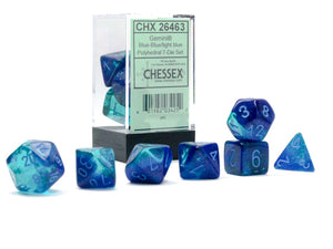 Chessex Gemini Blue-Blue/Light Blue 7 Die Set - Sweets and Geeks