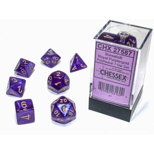 Borealis Polyhedral Royal Purple/gold Luminary 7-Die Set - Sweets and Geeks