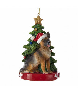 German Shepherd With Christmas Tree Ornament - Sweets and Geeks