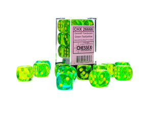 Chessex Gemini Translucent Green-Teal/Yellow 16MM D6 Dice Block - Sweets and Geeks