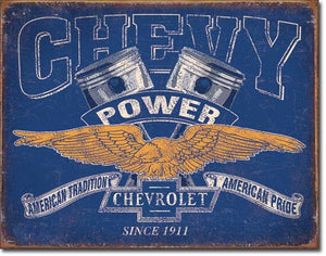 Chevy Power Metal Tin Sign - Sweets and Geeks