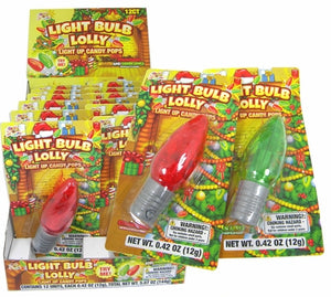 Christmas Light Up Bulb Lollipops 12 Count - Sweets and Geeks