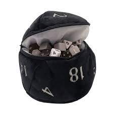 UP d20 Plush Dice Bag Black - Sweets and Geeks