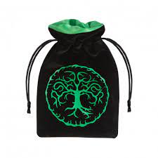 Dice Bag: Forest Black/Green Velour - Sweets and Geeks