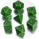 Celtic Dice Set 3D Green/Black Revised (7) - Sweets and Geeks