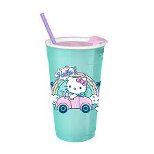RAINBOW CAR 32oz PLASTIC PARTY CUP w/LID & STRAW - Sweets and Geeks