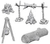 WizKids Deep Cuts Unpainted Miniatures: W10 Campfire and Sitting Log - Sweets and Geeks