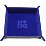 Velvet Folding Dice Tray with Leather Backing: 10 x 10 Blue - Sweets and Geeks