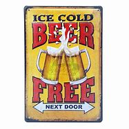 Free Beer - Next Door Tin Sign - Sweets and Geeks