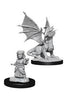 Dungeons and Dragons Nolzur's Marvelous Unpainted Miniatures: W13 Silver Dragon Wyrmling and Female Halfling Dragon Friend - Sweets and Geeks