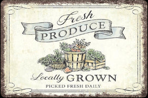 Fresh Produce Metal Tin Sign - Sweets and Geeks