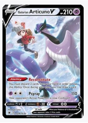 Galarian Articuno V SWSH10: Astral Radiance Trainer Gallery # TG16/TG3 –  Sweets and Geeks